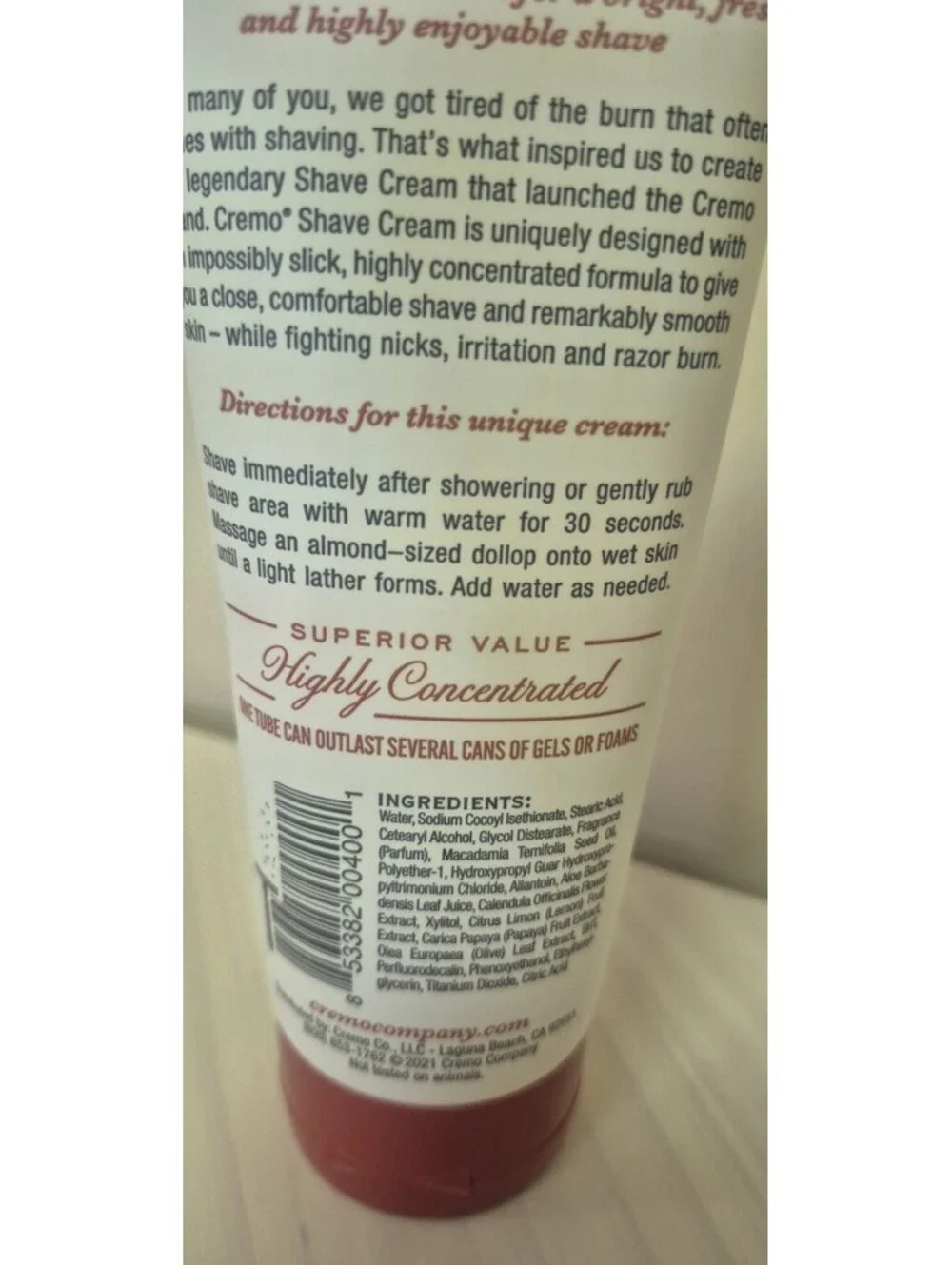 Lot of 3 Cremo Shave Cream Men's Original Formula Concentrated Classic 6 oz ea